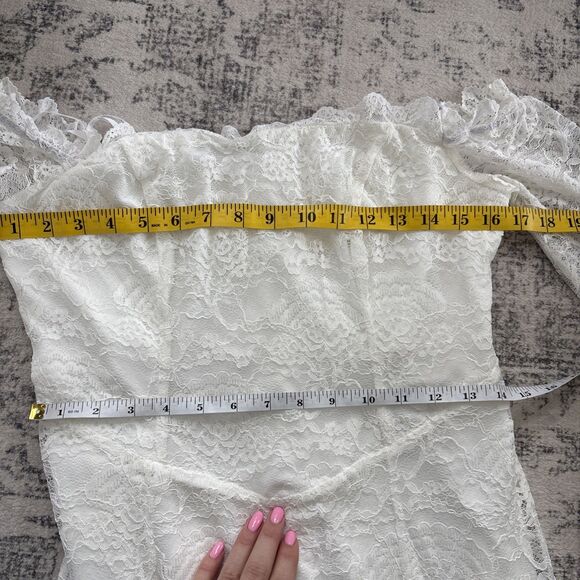 Lulus Beloved Promise White Lace Off-the-Shoulder Mermaid Maxi Dress Size Large - Picture 6 of 9
